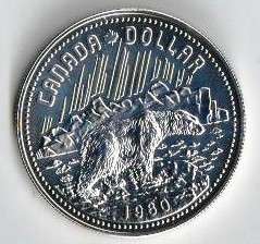 1980 CANADIAN COMMEMORATIVE PROOF SILVER DOLLAR - ARCTIC TERRITORIES CENTENNIAL.