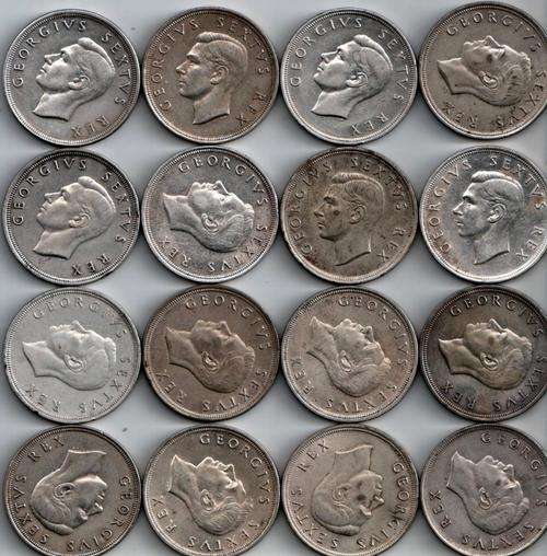 13 (Thirteen) 50% Silver & 3 (Three 80% Silver..SILVER CROWNS....1x1948, 2x1949, 5x1951 & 8x1952.