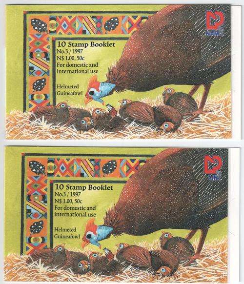 TWO NAMIBIA GUINEAFOWL BOOKLETS with AIN POST LOGO & NAM POST LOGO, SACC198 & 198a.