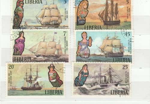 LIBERIA SAILING WAR SHIPS CIRCA 1800