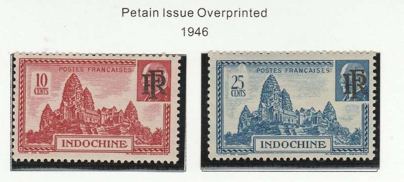 INDO CHINA 1946 PETAIN ISSUE OVERPRINTED