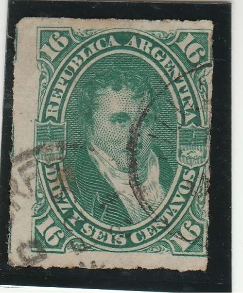 ARGENTINA 1878 BELGRANO ROULETTED