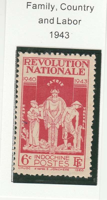 INDO CHINA 1943 FAMILY COUNTRY AND LABOR MINT NO GUM