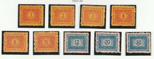 INDO CHINA 1943-44 POSTAGE DUE MINT NO GUM