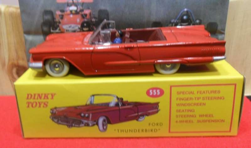 ATLAS DINKY NO 555  FORD THUNDERBIRD [ RED VERSION ]  NEW BOXED .