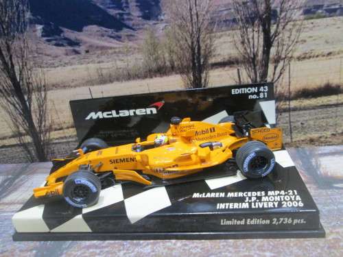 LTD EDIT MINICHAMPS 530 064374 - 2006 McLAREN MERCEDES MP4 -21  `J.P. MONTOYA ` MINT IN DISPLAY CASE