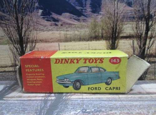 EXTREMELY RARE  1962 - 1967  DINKY  / MECCANO   NO 143  FORD CAPRI  - GOOD ORIG  COND WITH POOR BOX
