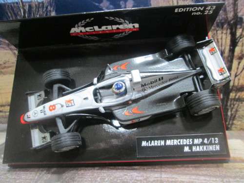 VERY RARE MINICHAMPS 530 984308 - McLAREN MERCEDES MP 4/13   ` MIKA  HAKKINEN ` MINT IN DISPLAY CASE