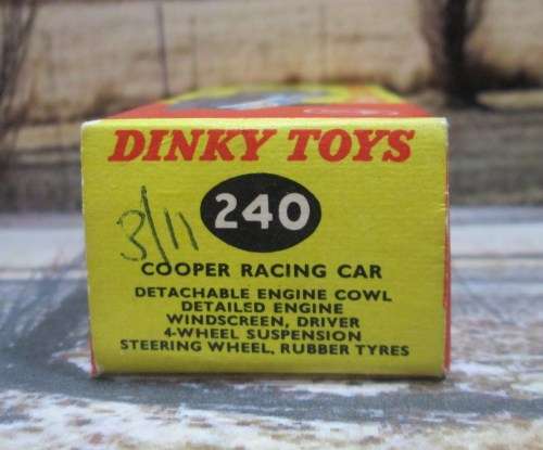 EXTREMELY RARE, 1963 DINKY NO 240   COOPER CLIMAX  T51  RACING CAR -  NEAR MINT - EXCELLENT ORIG BOX