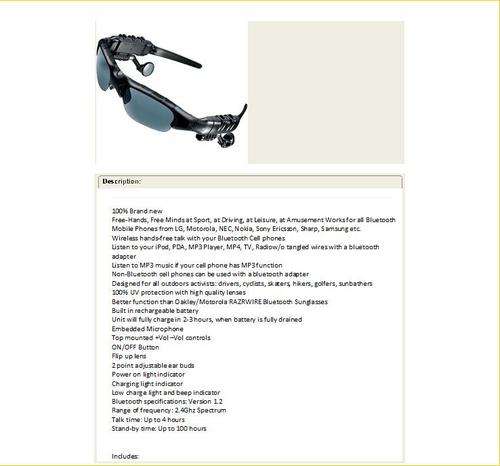 Bluetooth Sunglasses - Headset