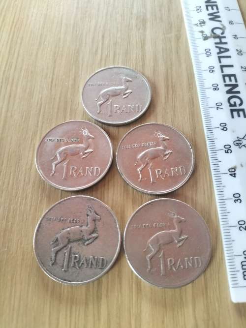 Old South African One Rand Coin LOT (5x Items)