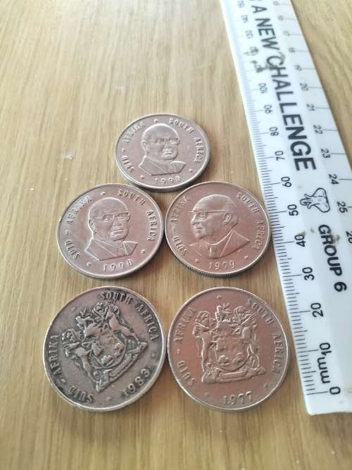 Old South African One Rand Coin LOT (5x Items)