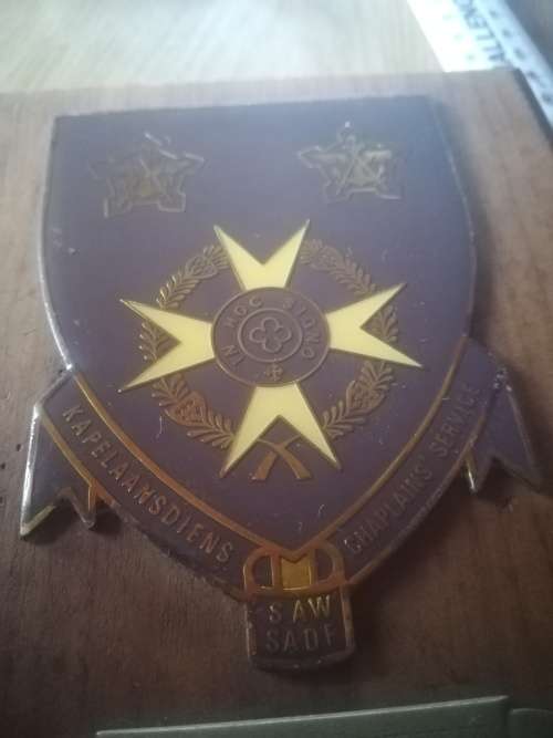 SADF Chaplains Service Plaque issued to CPLN. S.G. Van Niekerk (1 Recce Regiment)