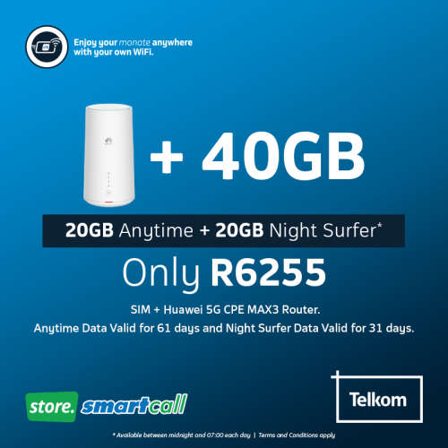Huawei 5G CPE MAX3 White + 40GB Telkom LTE Data