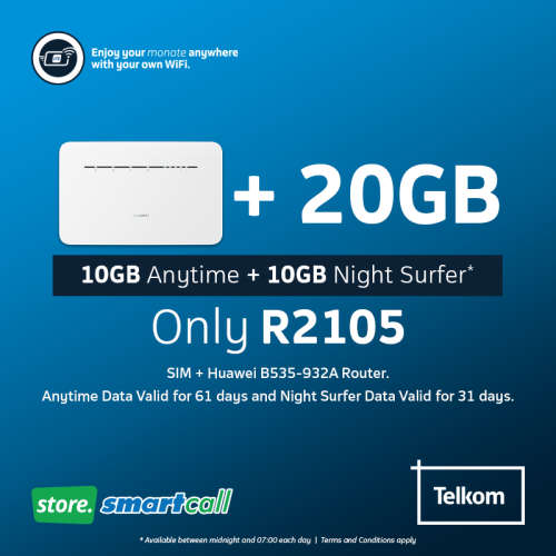 Huawei B535-932A White + 20GB Telkom LTE Data