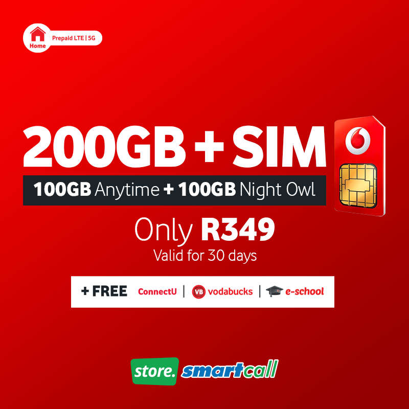 SIM Only + 200GB Vodacom LTE Data