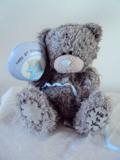 Me to You Happy 21st Birthday balloon sitting teddy bear