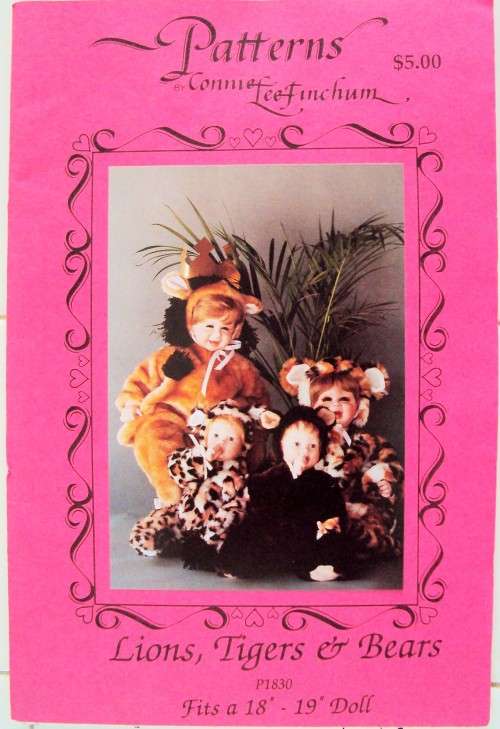 Lions, tigers and bear fur outfits to sew for your dolls - Vintage uncut