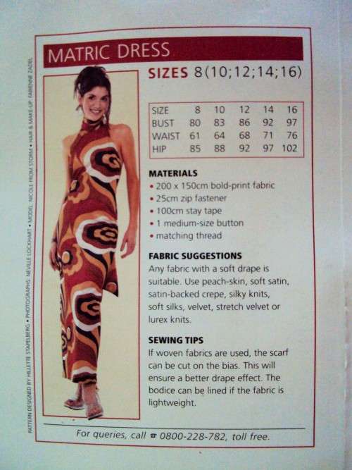 Value Fashion Matric dress Size 8-16 (uncut, still sealed sewing pattern)