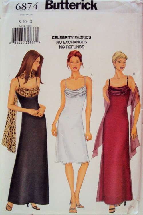 Butterick 6874 evening dress Size 8-12 (part cut sewing pattern) Good cond