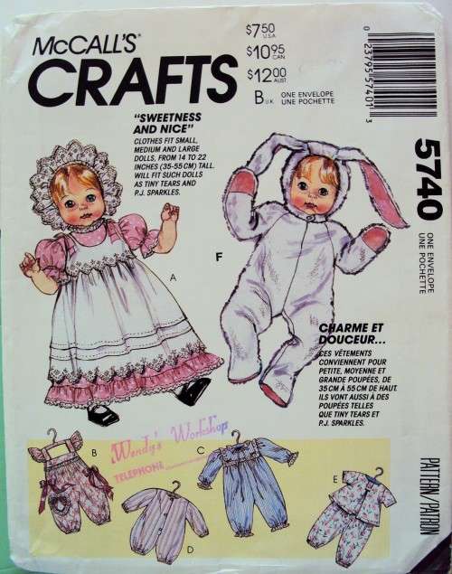 McCall's Crafts 5740 Sweetness and Nice doll outfits fits S-L (35-55cm)