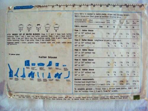 Vintage halterneck tops ... PERFECT 4 SUMMER Style 4174 - Size 14 (bust 92cm) - partly cut