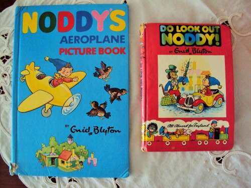 2 old Noddy books by Enid Blyton Noddy's aeroplance picture book & Do Look Out Noddy