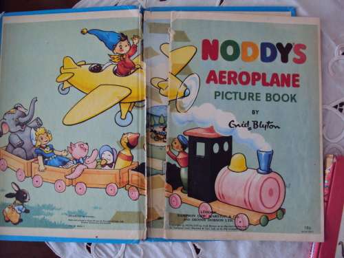 2 old Noddy books by Enid Blyton Noddy's aeroplance picture book & Do Look Out Noddy