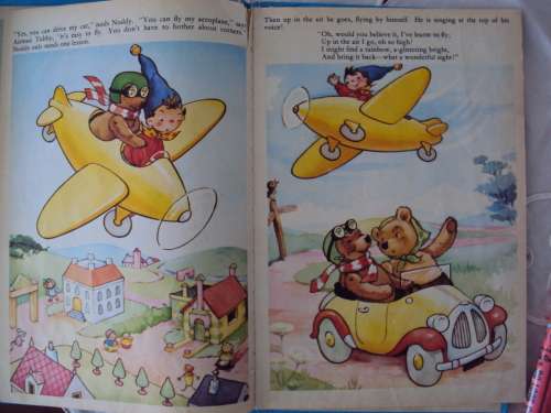 2 old Noddy books by Enid Blyton Noddy's aeroplance picture book & Do Look Out Noddy