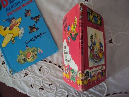 2 old Noddy books by Enid Blyton Noddy's aeroplance picture book & Do Look Out Noddy