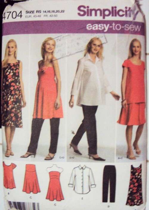 for Hannetjie Simplicity 4704 Maternity Dresses, pants, tops  Size 14-22 -  Part Cut,not yet checked