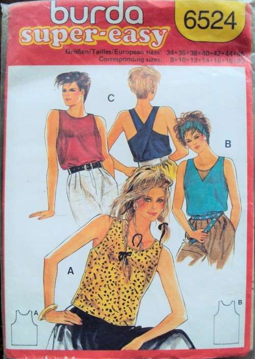 Super Easy Tank tops Burda 6524 Size 8-20 **complete & checked