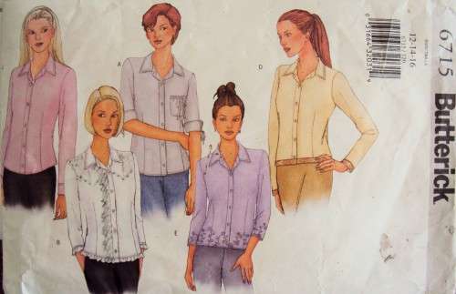 Ladies blouses Butterick 6715 Size 12, 14, 16 ***COMPLETE & checked