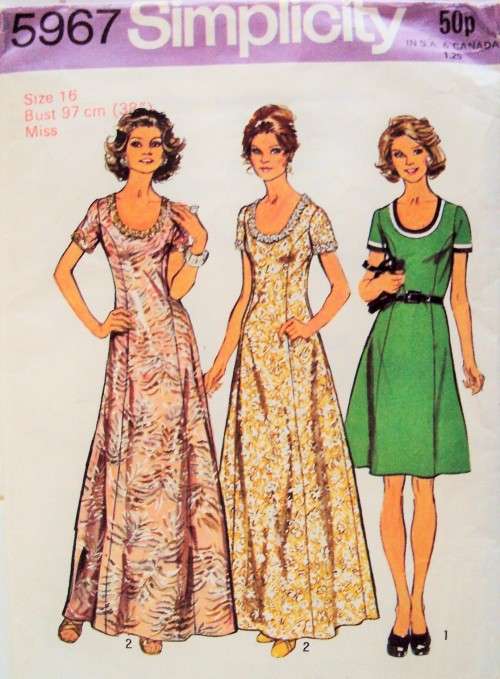 70's Vintage princess seam Dress 2 lengths Simplicity 5967 Size 16 (97cm bust)  **Complete & checked