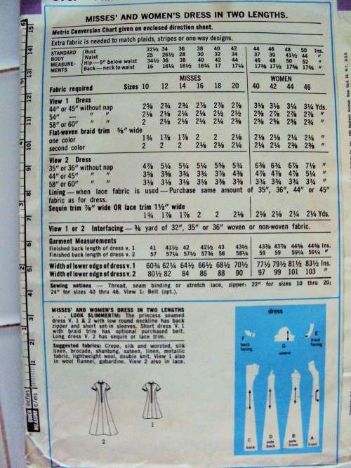 70's Vintage princess seam Dress 2 lengths Simplicity 5967 Size 16 (97cm bust)  **Complete & checked