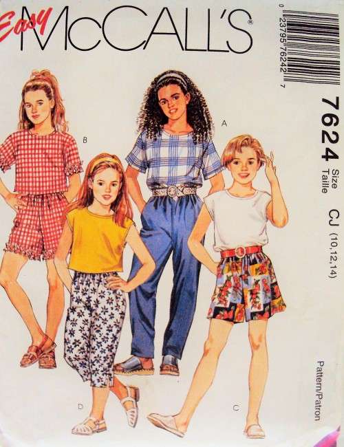 Summer tops, shorts & slacks EASY McCall's 7624 Girls age 10,12,14 Uncut Factory fold VGC
