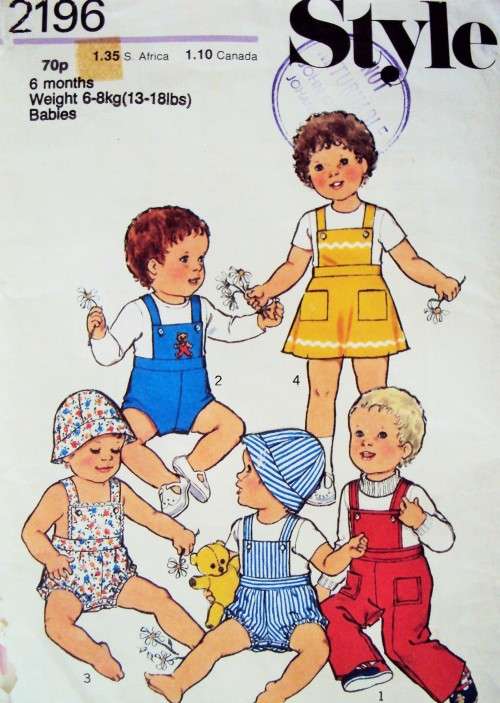 Baby dungarees playsuit & pinafore Size 6month (or for baby dolls/teddies) Style 2196  **Complete 70