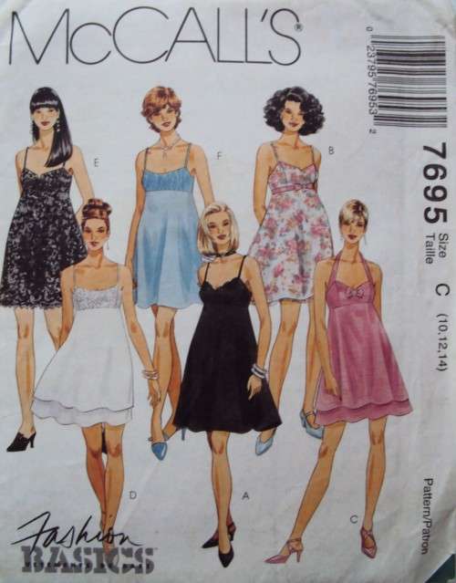 Babydoll empire waist dress lined bodice McCall's 7695 Size 10-12-14  **Uncut factory folded - 90's