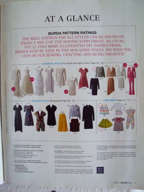 BURDA Style 3/2015 mag Weddings pattern in pattern insert **Good cond