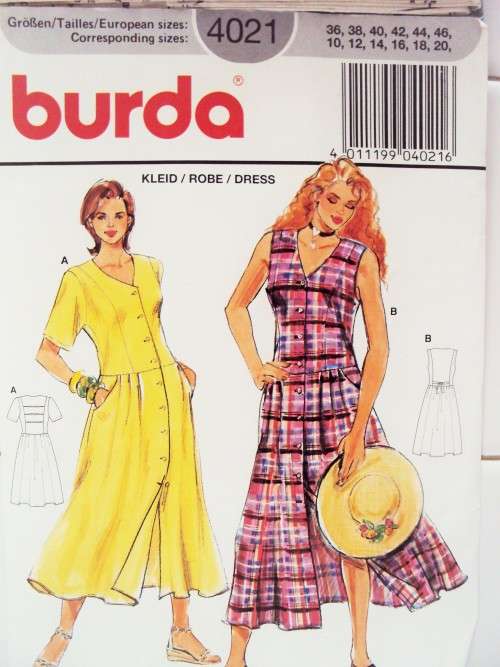 Low waist dress BURDA 4021 Sizes 36-46 **Complete, duly checked
