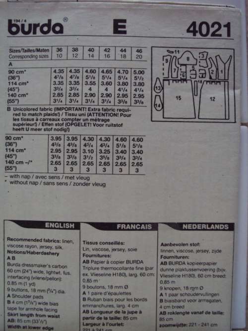 Low waist dress BURDA 4021 Sizes 36-46 **Complete, duly checked