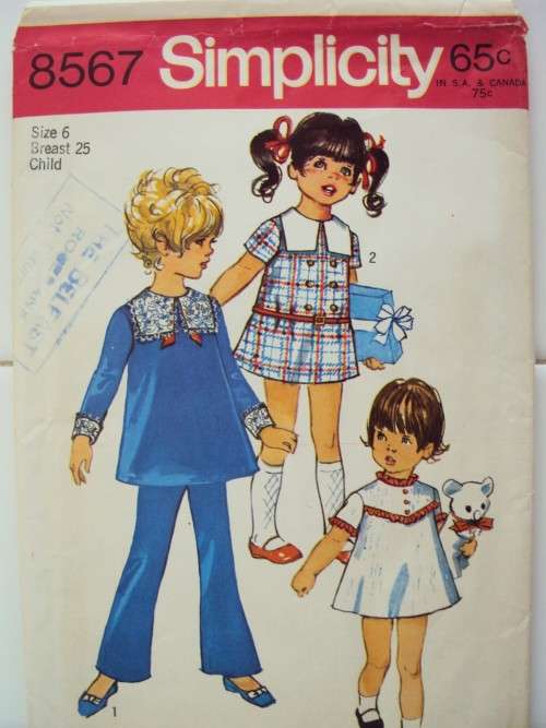 Girl's Dress/tunic & bell-bottom pants Simplicity 8567 Size 6yrs   **Uncut & Unused