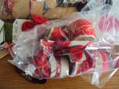 Job lot of embroidery thread skeins with embroidery hoop 13.5cm diam and print pic to embroider