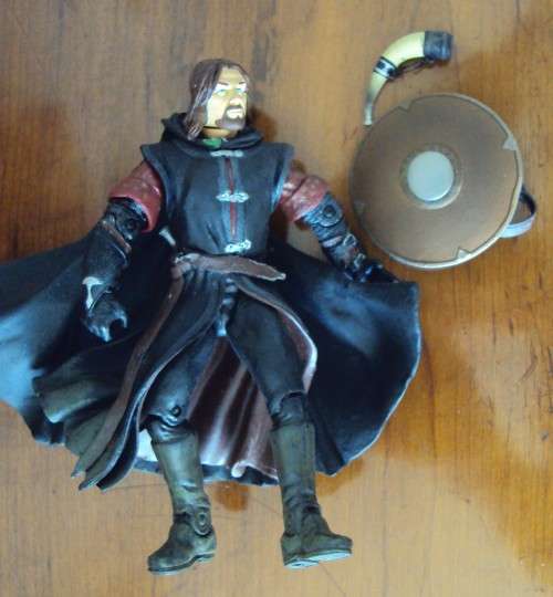 BOROMIR with horn, shield & dagger 2001/12 NLP Marvel Lord of the Rings action figure 16cm Good cond