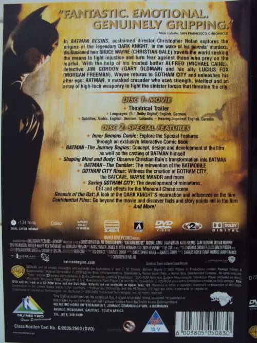 BATMAN BEGINS 2 disc Special Edition