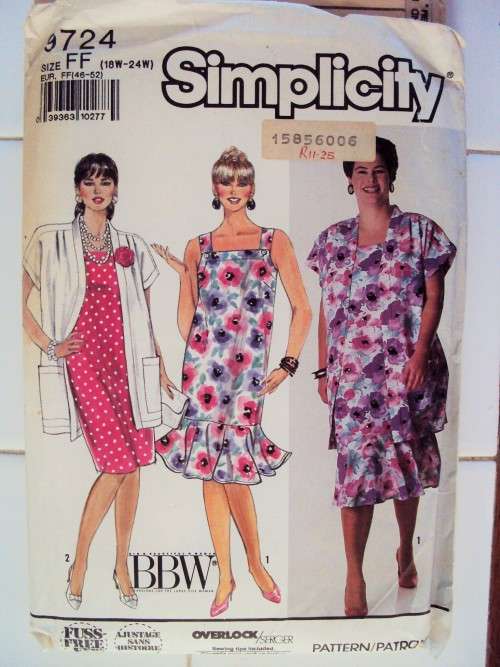 Fuss Free DRESS & Unlined jacket Simplicity 9724 Size 18W-24W   **Uncut & unused