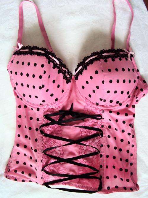 Pink Corset with black polka dots (Size M) unworn