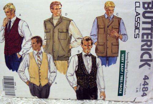 Butterick Classics 4484 MEN'S WAISTCOATS (L-XL)- pattern uncut, envelope tear