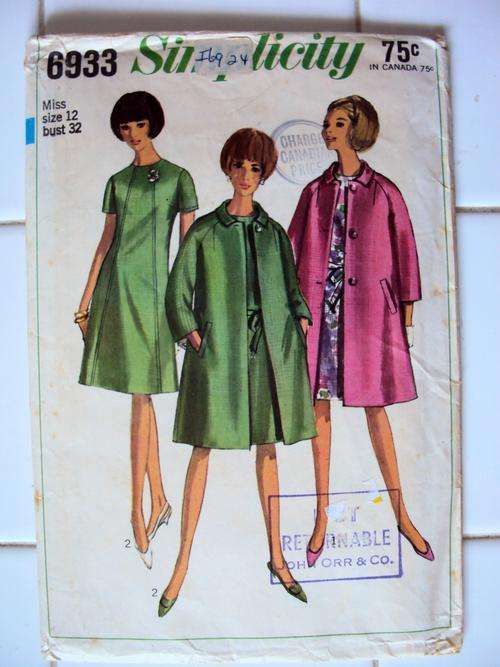 Simplicity 6933 vintage Dress and Coat from 1966 sewing Pattern