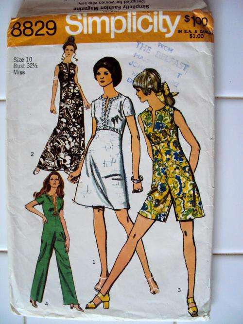 Simplicity 8829 vintage Dress & jumpsuit - 1970 sewing Pattern